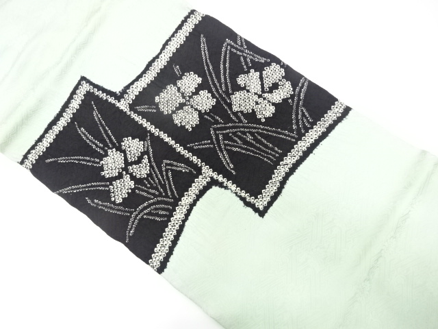 JAPANESE KIMONO / ANTIQUE NAGOYA OBI / SILK / SHIBORI / FLORAL PLANTS